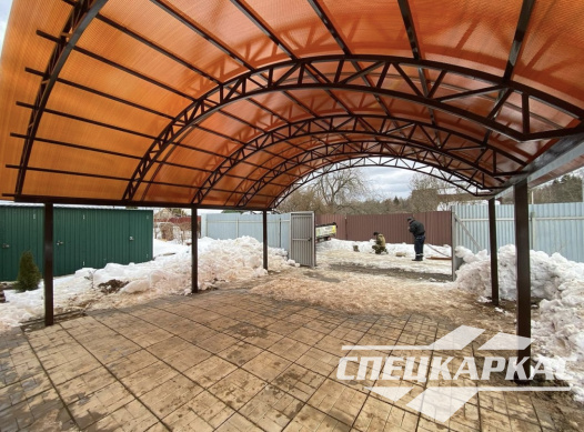 Арочный навес из поликарбоната для парковки двух автомобилей №6 - фото 1027