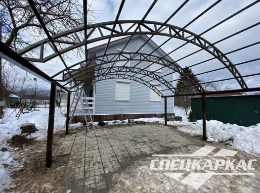 Арочный навес из поликарбоната для парковки двух автомобилей №6 - фото 1023