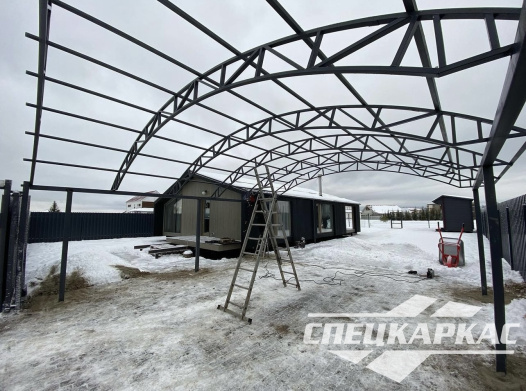 Прочный и просторный навес из поликарбоната для двух автомобилей 7х7 №51 - фото 1464
