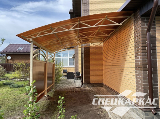 Навес к дому из поликарбоната для террасы №28 - фото 1236