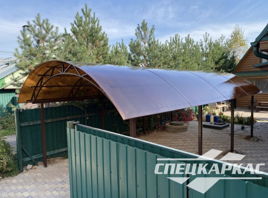 Арочный навес из поликарбоната на две машины №81 - фото 1767