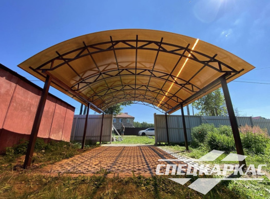 Металлический навес из поликарбоната для машины №16 - фото 1122