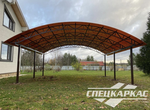 Арочный навес из поликарбоната на две машины №72 - фото 1680