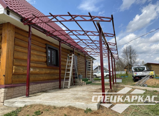 Навес к дому из поликарбоната для террасы №33 - фото 1288