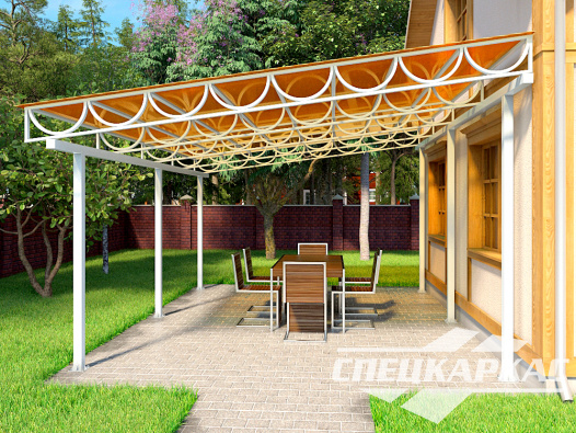 Навес на террасу из поликарбоната №20 - фото 842